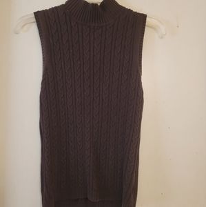 Chocolate brown cable knit sleeveless sweater, Chadwicks, size medium